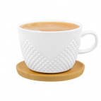 Чашка для капучино и кофе латте 500 мл 14,5*12,8*9 см "Ромбики" + дер. подстав