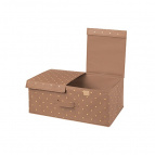 Короб складной для хранения "Шоколадный горошек", 50*30*20 см, с 2-мя крышками, с ручкой (стенки и дно плотные), состав - высококачественный нетканый 