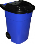 Бак для мусора 65л (на колесах)(черно-синий)