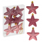 Украшение новогоднее "Звезды", набор из 6 шт, D7,5 см