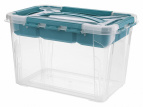Ящик универсальный с замками и вставкой- органайзером "grand box", 290х190х180мм, 6,65л (Голубой)