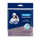 Салфетка для стекол и зеркал "TURBOMAG" GLASS микрофибра 260г/м2, 30*30 см, 1 шт.