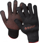 ЗУБР МАСТЕР, размер L-XL, перчатки трикотажные утепленные, с ПВХ покрытием (точка), 10 пар в упаковке.