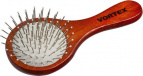 Расческа деревянная, массажная, 14см, "круг", с металлическими зубчиками "VORTEX"