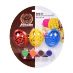 Набор для раскрашивания яиц, 8 предметов (трафарет для яиц 3 шт, кисть, краска для яиц 4 шт) Marmiton