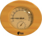 Термометр с гигрометром Банная станция овальный 16*14*3см в деревянном корпусе для бани и сауны