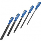 Набор ЗУБР: Напильники "ЭКСПЕРТ" с двухкомп ручкой, плоский, полукруглый, трехгранный, квадратный, круглый, №2, 250мм