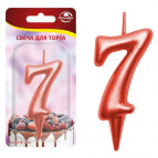 Свеча для торта "Овал" цифра 7 (красный), 8х4х1,2 см.