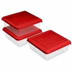 Комплект контейнеров для продуктов "Asti" квадратных 0,5л х 3шт. (красный)