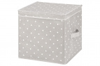 Короб складной для хранения "Серый горошек", 31*31*31 см, квадрат, с крышкой, с ручками (стенки и дно плотные), состав - высококачественный нетканый м