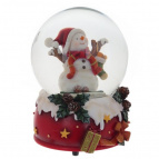 Фигурка декоративная в стекл. шаре "Снеговик" с музыкой,  L10 W10 H14,5 см