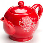 Заварочный чайник с крышкой 950мл красный узор lr
