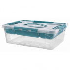 Ящик универсальный с замками и вставкой- органайзером "grand box", 390х290х124мм, 10л (голубой)