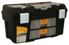 Ящик для инструментов ГЕФЕСТ 21' металл замки (с двумя консолями и секциями) (черный с желтым)