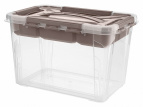 Ящик универсальный с замками и вставкой- органайзером "grand box", 290х190х180мм, 6,65л (Коричневый)