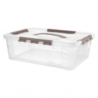 Ящик для хранения универсальный с замками и ручкой "grand box", 390х290х124мм, 10л (коричневый)