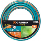 GRINDA EXPERT 5 1/2″, 15 м, 35 атм, пятислойный, плетёное армирование, Поливочный шланг, PROLine (429007-1/2-15)