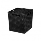 Коробка для хранения квадратная 23 л 29,4*29,4*30,1 см "Береста" с крышк(черная) (модель 6823107)