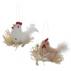Изделие декоративное "Курица в гнезде", L9 W5 H6 см, 2в.