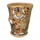 Тигрица с тигрёнком зоокашпо d-17 см, h-21см, 2,5 л