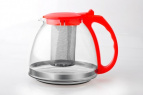 Чайник заварочный стекл 1,3л с фильтром красн TM Appetite
