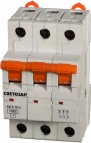 Выключатель автоматический СВЕТОЗАР 3-полюсный, 6 A, "C", откл. сп. 10 кА, 400 В