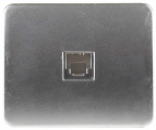 Розетка СВЕТОЗАР "ГАММА"  телефонная, одинарная, без вставки и рамки, цвет светло-серый металлик