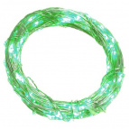 Электрогирлянда (30 зелёных светодиодов, 1 режим свечения,серебристый шнур,  1 W), L 3 м   , на бата