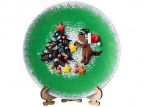 Тарелка декоративная "символ года 2018 собака с елкой" диаметр=20 см. без упаковки