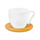 Чашка для капучино и кофе латте 220 мл 11*8,3*7,5 см "Тропики" + дер. подставка