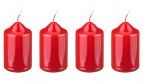 Набор свечей из 4 шт. 8*4 см. красный лакированый