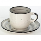 АЭРОГРАФ ГРАФИТОВЫЙ БРИЗ, набор чайный (2) чашка 260мл + блюдце 150мм, индивидуальная коричневая упаковка
