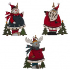 Изделие декоративное подвесное "Олень/Снеговик/Дед Мороз",L9 W0,5 H11,5 см, 4в.