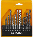 Набор STAYER "STANDARD": Сверла комбинированные, дерево (4-5-6-8-10мм), металл (2-3-4-6-8мм), бетон (4-5-6-8-10мм), 16 предметов