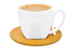 Чашка для капучино и кофе латте 200 мл 11*7,5*7 см "Белый узор" + дер. подставка