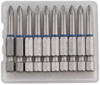 Биты ЗУБР "ЭКСПЕРТ" торсионные кованые, обточенные, хромомолибденовая сталь, тип хвостовика E 1/4", PH1, 50мм, 10шт