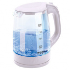 Чайник DELTA LUX корпус из жаропр. стекла, белый: 2200Вт, 2л (Россия)