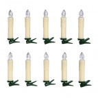 Набор ёлочных свечей беспроводн с пультом, 10 шт.,1,8 х10 см, тёплое свечение LED,с эффектом пламени,таймер,на батарейках (не в комплекте) /24
