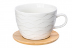 Чашка для капучино и кофе латте 500 мл. 14*11,2*8 см. "Айсберг" + дер. подставка