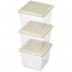 Комплект контейнеров для продуктов "Asti" квадратных 1,0л х 3шт. (светло-бежевый)