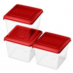 Комплект контейнеров для продуктов "Asti" квадратных 1,0л х 3шт. (красный)