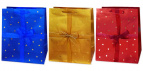 пакет подарочный бумажный С ЛЕНТОЙ 26*32,4*12,7см (gold,red,blue) (L) Антелла