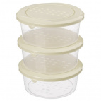 Комплект контейнеров для продуктов "Asti" круглых 0,5л х 3шт. (светло-бежевый)