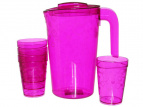 Кувшин "Люмици" 1,8л; 4 стакана "Люмици" 0,3л розовый прозрачный С576РЗП