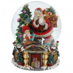 Фигурка декоративная в стекл. шаре "Санта" (музыка), D 15 см, L15 W15 H20,5 см