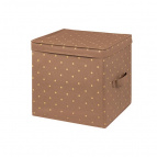 Короб складной для хранения "Шоколадный горошек", 31*31*31 см, квадрат, с крышкой, с ручками (стенки и дно плотные), состав - высококачественный нетка