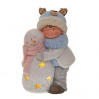 Фигурка декоративная с подсветкой "Мальчик и снеговик", L30,5 W24 H48,5 см, (3хAAA не прилаг.)