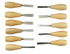 Набор DEXX: Стамески фигурные "МИНИ" с деревянной ручкой, 11шт