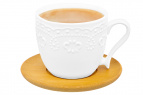 Чашка для капучино и кофе латте 220 мл 11*8,3*7,5 см "Белый узор" + дер. подст.