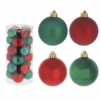 Новогоднее украшение "Шар" (набор из 24 шт) (красный и зелёный), D 6см